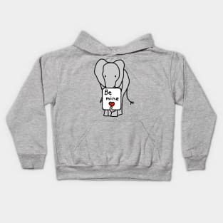 Elephant says Be Mine on Valentines Day Kids Hoodie